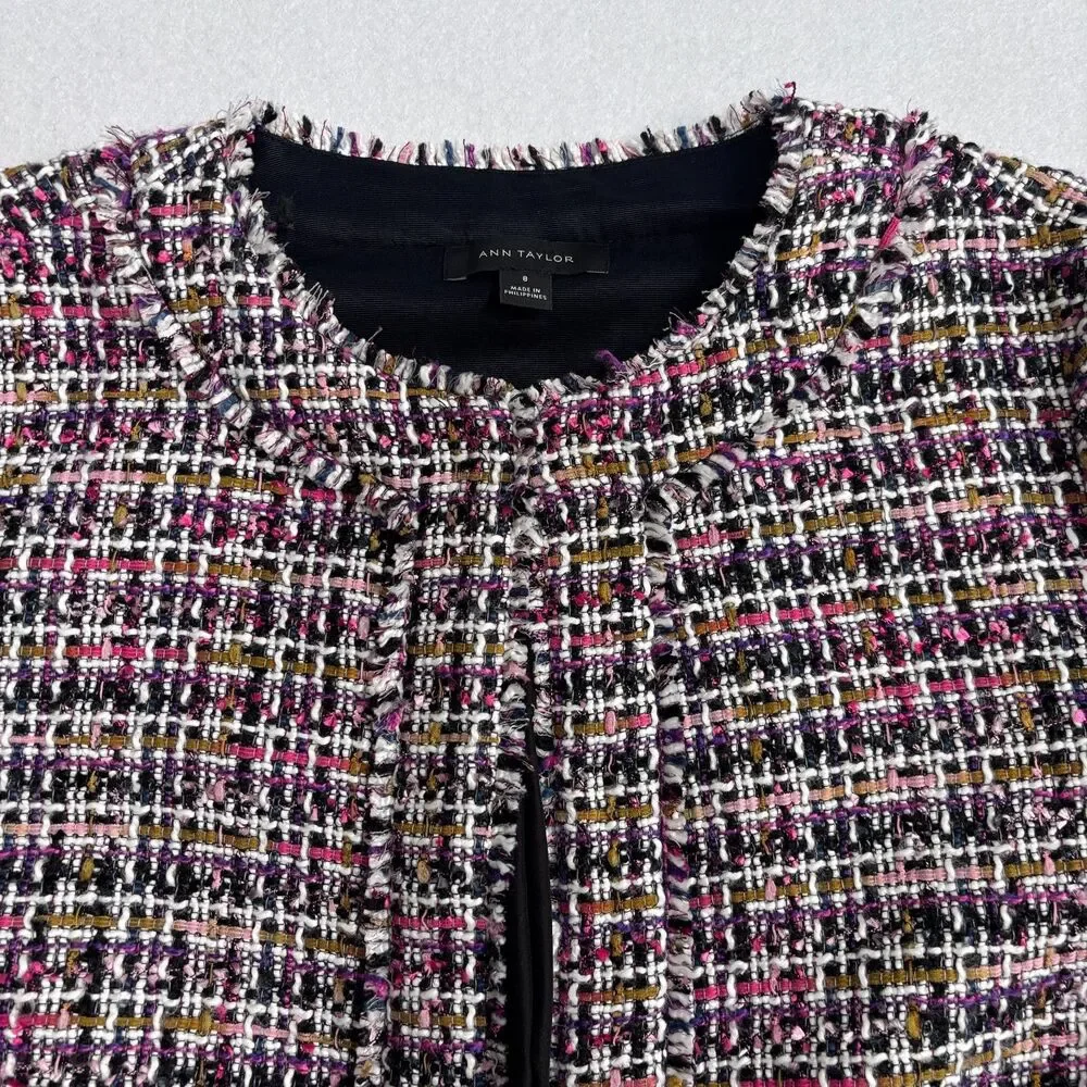 Ann Taylor Tweed Blazer Jacket Women's 8 Multicolor Old Money Career Office